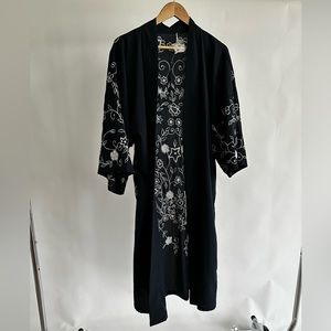 Blue and White Beaded Kimono Robe